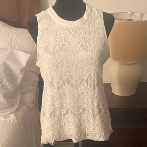Maurices White Lace Tank Top - Sleeveless Crochet Detail